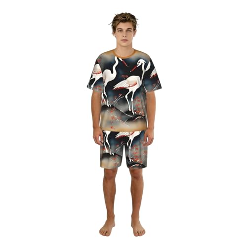Pyjama homme grue japonaise anti transpiration pour nuit paisible
