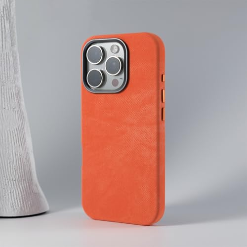 Coque rétro orange iPhone 14 15 16 Pro pour recharger sans fil au bureau