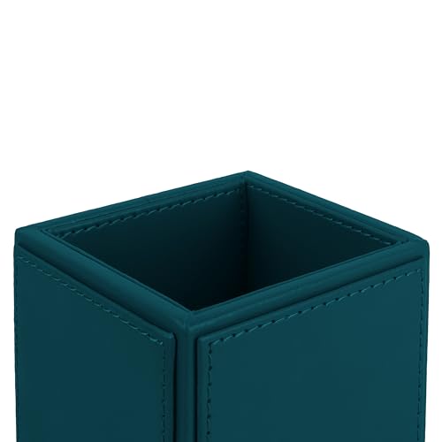 Image of V-CUBE DESIGNS Premium Vegan Leather Pen Holder for Desk & Study Table Accessory | Marker /Pencil Stand for Student | Stationery Organizer for Office Table & Home | 6mm Thickness with MDF Core |Teal