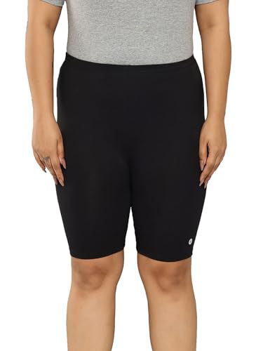 Image of LEADING LADY Women's Solid Cotton Mid Rise Shorts | Skinny fit Short for Workout, Yoga, Gym & Running Shorties (Pack of 3)