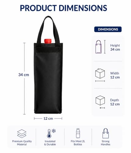 Image of Aklima 2-Litre Water Bottle Carrier Bag | Black | Insulated Tote with Handles | Reusable, Eco-Friendly Bottle Bag for Travel, Gym, Office, Outdoor Activities
