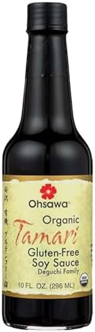 Ohsawa Organic Tamari, Traditionally Brewed in Cedar Kegs for Extra Flavor - Japanese Soy Sauce, Low - Sodium, Gluten-Free, Vegan, Kosher - 10 oz