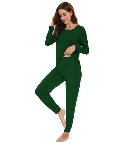 WiWi Viscose from Bamboo Women's Long Sleeve Pajama Sets Sleepwear with Jogger Pajamas Pants Soft Lounge Set Loungewear S-XXL4