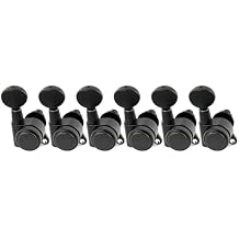 Musiclily Pro 6-in-line 181 Ratio Full Sealed Locking Machine Heads Tuners Tuning Pegs Keys with Vintage Oval Button 45 Degree Screw for Strat Tele Style Electric Guitar, Black