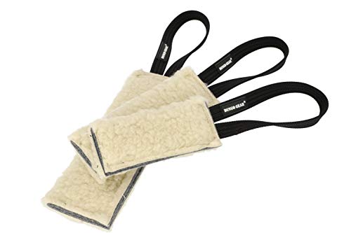 Dingo Gear Beisswurst mit einem Griff Schafe Wolle Plush Naturfarbe 15 cm x 6 cm Apport Training mit Hund S00427