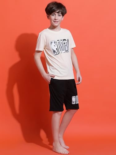 Image of Li'l Tomatoes Boys 100% Cotton Night Suit | Summer T-Shirt & Shorts Set | Soft & Breathable Sleepwear | 9-16 Years