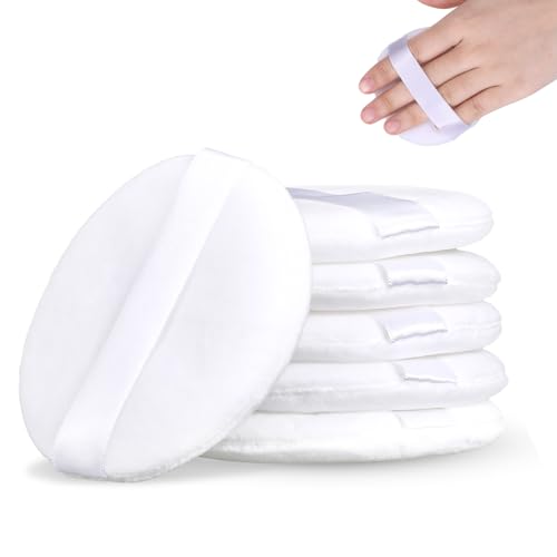 6 Stk Große Flauschiger Puderquaste,8cm Runde Puderquaste,Ultraweich Waschbare Wiederverwendbare Puderquaste,Baumwoll Puderquaste,Lose Puderquaste Körper Puderquaste,für Nass Trocken Make up Werkzeug