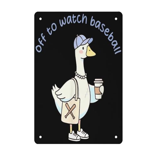 Off To Watch Baseball Mom Goose Sign, Funny Home Decor