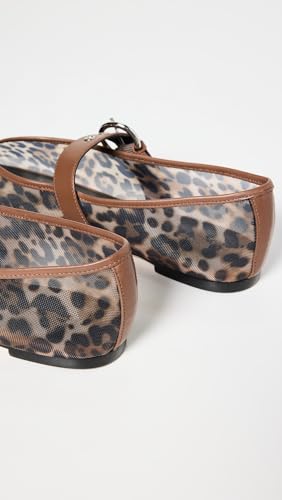 Leopard Print Mesh Ballet Flats for Women Classic Round Toe Mary Jane Flats Comfortable Buckle Strap Low Heel Ballerina Flats3