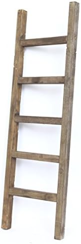 BarnwoodUSA Rustic Farmhouse Decorative Ladder – Our 4 ft Ladder can be Mounted Horizontally or Vertically and is Crafted from 100% Recycled and Reclaimed Wood | No Assembly Required | Brown