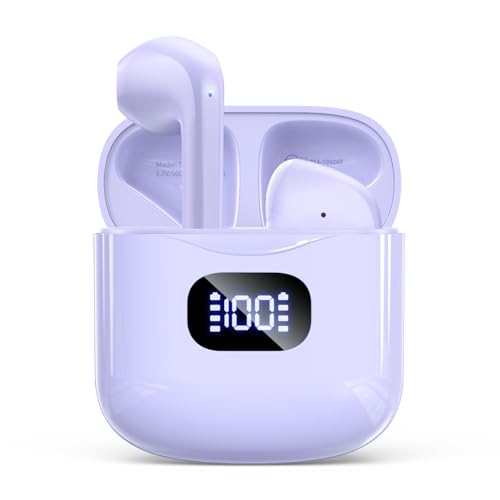 Image of KTGEE Wireless Earbuds Bluetooth 5.3 Headphones, 40Hrs Playback Stereo Ear Buds with LED Display Charging Case IPX7 Waterproof in-Ear Earphones with Mic for Phone Tablet Laptop Sports, Lilac