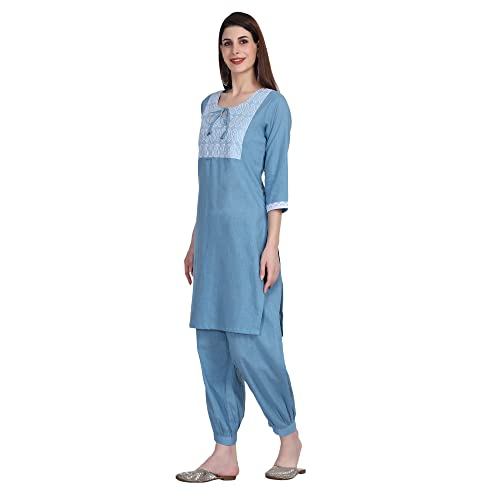 Image of Women Kurti Set With Salwar | Cotton Short Kurta