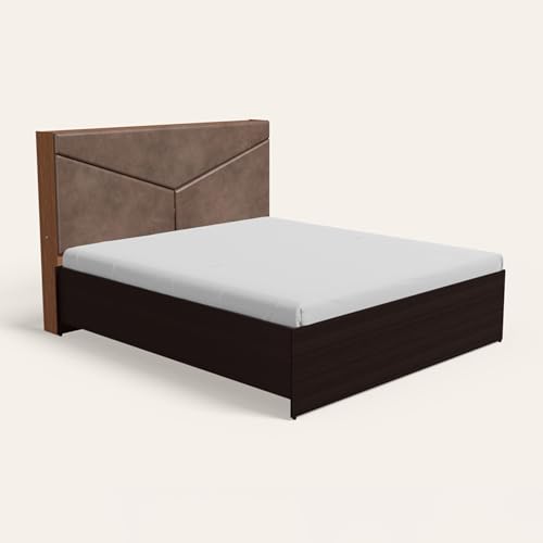 Image of Interio by Godrej Bed, Glory Morf Queen Size Engineered Wood Bed with No Storage, 1-Year Warranty, Brown, Cinnamon