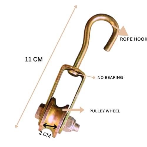 Image of Myjas- Unbreakable Solid Roller Pulley Pulley Machine Tool for Lifting Rope, Gym, Exercise, Pull up bar, Climbing, Hanging, Gold (Pack of 2)