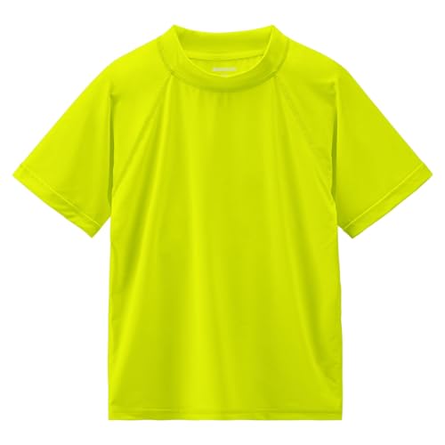 Boys Swim Shirts Short Sleeve Rash Guard Sun Protection UPF 50 T Shirts Rashguard Swimwear Fishing Water Tee Quick Dry Cool Beach Clothes for Toddler Youth Kids Neon Yellow Size 10-12