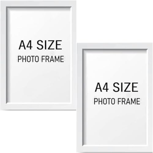 Image of A4 Size Photo Frames - Wall & Tabletop Display, Lightweight Black Frame Khali Frame /A4 Size, 9X12inches (2, White)