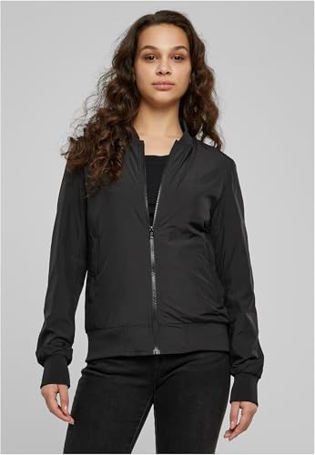 Urban Classics Damen Light Bomber Jacket – leichte Übergangsjacke im Regular Fit aus Polyester mit Reißverschluss und Rippbündchen für Freizeit und Streetwear,Schwarz,M