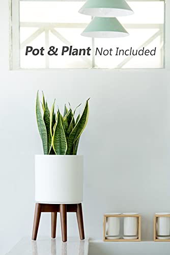 Mkono Plant Stand Mid-Century Modern Plant Stand Indoor (Plant and Pot NOT Included) Flower Pot Holder Home Decor, Dark Brown
