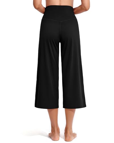 Image of Promover 14 inch /21 inch /23 inch /25 inch Inseam Capri Pants for Women Wide Leg Yoga Cropped Pants with Pockets Loose Casual Summer Pant