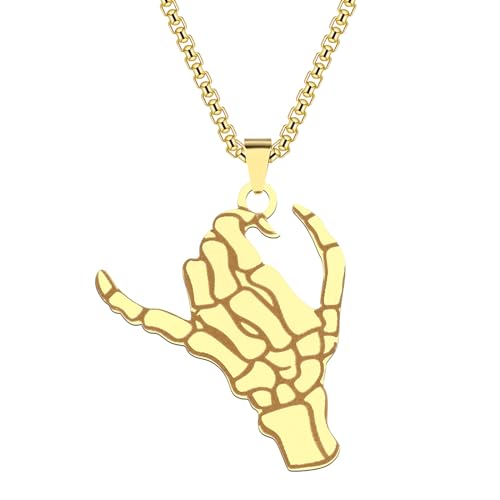 Collier squelette pinky jurer pendentif crâne pour femmes hommes couples