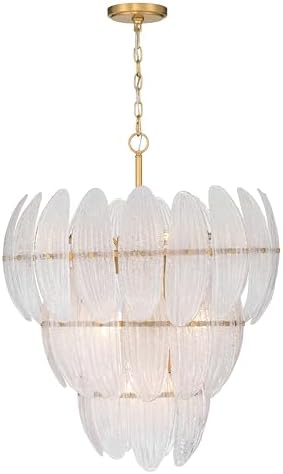 Metropolitan Marclaire 26.5" 11-Light Pendant - Legacy Brass with Clear Textured Handmade Glass (Bulb Not Included)