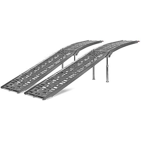 2x Aluminium car and motorcycle loading ramp 500Kg and Adjustable 2.2 MT Length. Equipped with ultra-resistant support brackets and safety belts Cover
