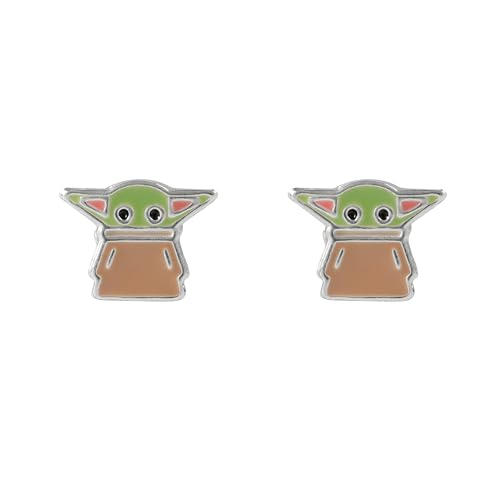 Star Wars The Mandalorian - Pendientes de tuerca de plata de ley