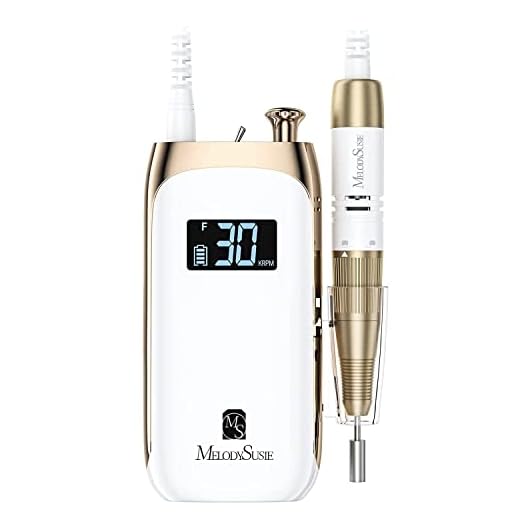 MelodySusie Nail Drill Machine, Electric Nail File Professional for Acrylic Nail, Rechargeable Cordless Portable E File 6 Nail Drill Bit Set - S Series Jade