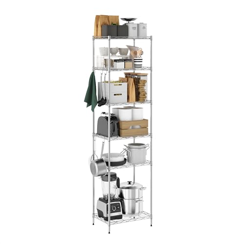 Furinno Wayar 6-Tier Metal Storage Shelf Rack, 17 x 12 x 64, Stainless Steel - image 4