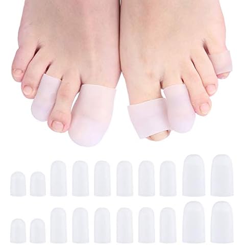 20 Stück Zehenkappen Zehenschutz Zehenschoner Weiches Silikon Zehenpolster Zehenpflaster in Verschiedene Größen High Heels Fußaufkleber Schutzhülle Verschleißschutz Zehenpflaster Damen Herren Cover