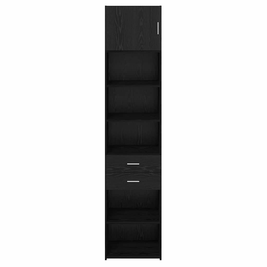 Highboard nero effetto rovere, 50 x 42,5 x 225 cm, in legno