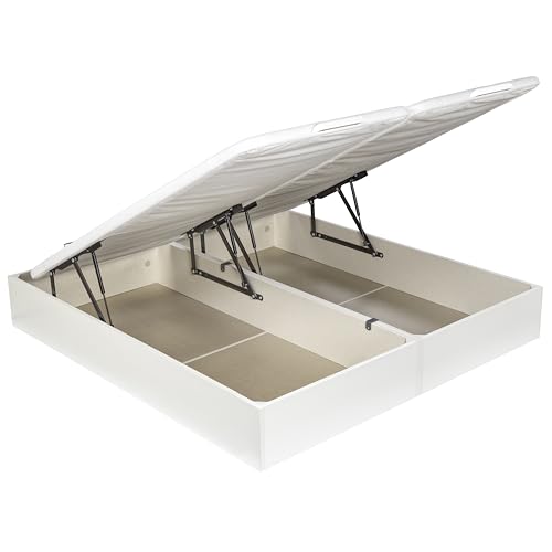 ROYAL SLEEP Canapé Abatible de Madera | 180x200 (2 cubetas Unidas de 90x200) | Montaje y Retirada de Usado Incluido | Gran Capacidad | Tapa 3D Transpirable | 32 cm | Color Blanco | Space Bed
