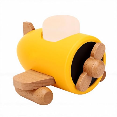 Veilleuse en forme d'avion en bois pour chambre d'enfant et bureau avec lampe LED rechargeable