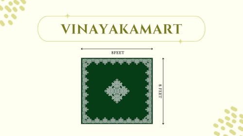Image of varamahalakshmi backdrops Cloths | kolam Backdrop Decoration Cloth | Green Muggu Traditional Backdrop Kollam Muggu Background Cloth 8x8 feet | puja backdrops Decoration Cloths