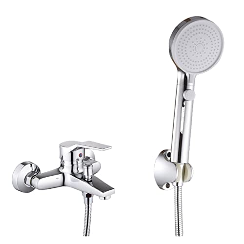 Mitigeur douche encastré carré en laiton avec pommeau effet pluie or brossé