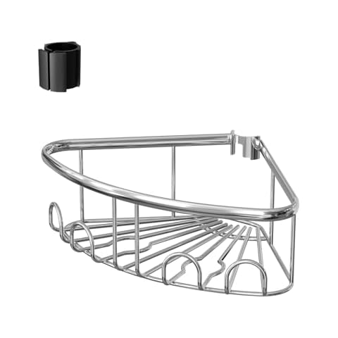 ESSEME Fits Corner Shower Caddy Tension Pole Only: Stainless Steel Waterproof Bathroom Shelf Basket - Large Size 7.2" D x 11.02" W x 3.35" H Cover