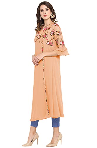 Image of Janasya Women's Poly Crepe Regular Kurta