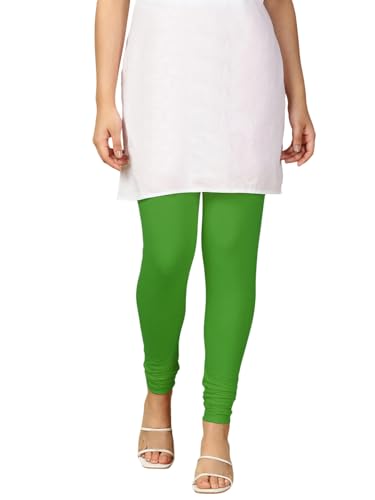 Image of Lux Cozi PYNK Solid Premium Cotton Lycra Churidar Leggings for Women | Regular Fit Elastic Waist Full Length Women Leggings | Free Size