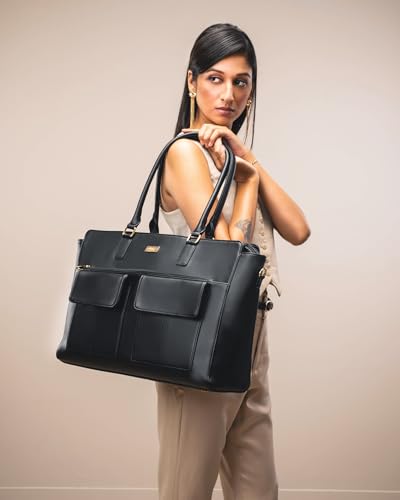 Image of Strokes by Namrata Mehta Oversized Tote Bag for 17 inch Laptop | Trolley Sleeve and Detachable Strap | Large Tote Bags for Women for Office Use, Work | 8 Pockets and Bottle Holder