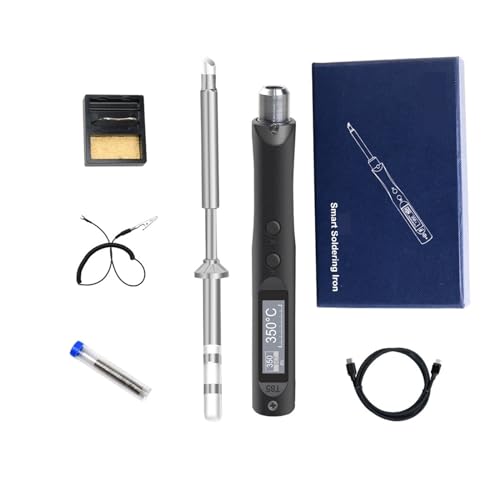 はんだごて セット 電気はんだごてキット こて先付き 65W 修理ツール はんだ付けステーション 鉛筆 スマート ポータブルアイロン DIYや修理に多目的に使える(T85 5pcTip T85 with TS-C4 tip)