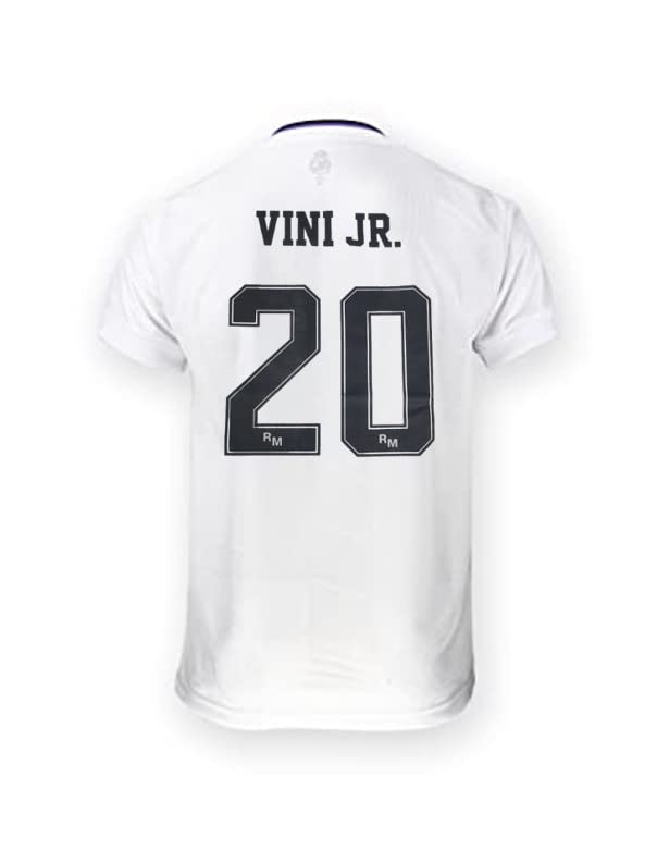 Real Madrid Maillot Vinícius Junior 20 Première Equipement Saison 2022/2023 - Adulte - Réplique Officielle Licence, blanc, M