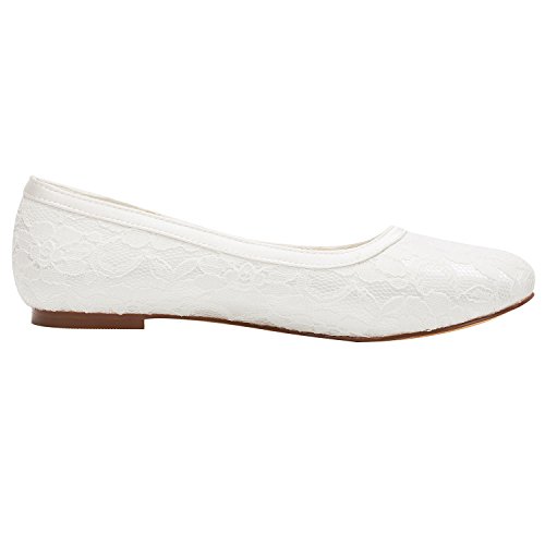 Emily Bridal Women's Silk Like Satin Flat Heel Closed Toe Flats Flower3