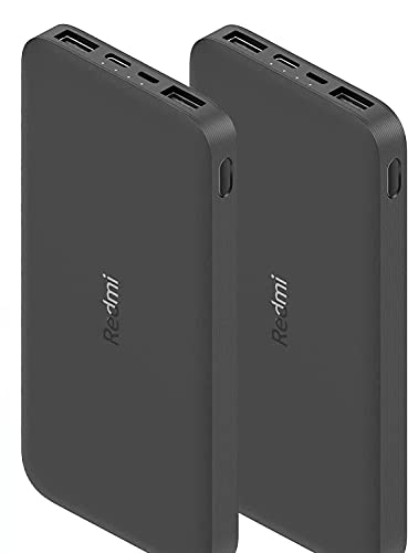 2-Pack Xiaomi 10000mAh Redmi Dual USB Portable Charger, Dual 2.6A Fast Charging Power Bank with Both Micro-USB and USB-C Input, Can Charge 2 Devices Same time, Portable Charger for iPhone,iPad,Galaxy