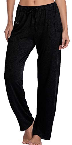 Women's High Waist Yoga Pants with Pockets Full Length Workout Leggings Tall Length, Black M