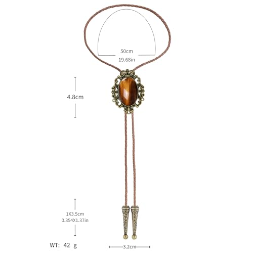 Image of Jeilwiy Bolo Tie for Men Real Stone Westwern Cowboy Ties Silver Bolos Women Leather Necktie Gift for Birthday Christmas