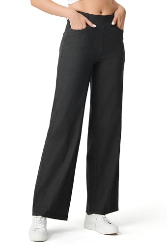 AFITNE Women's Wide Leg Jeans High Waisted Stretchy Pull On Jeans Trendy Straight Casual Tummy Control Denim Pants 29