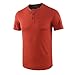 Demucy Mens Henley Shirts Short Sleeve Cotton Basic T-Shirts Classic Fashion Casual Shirt Brick RED/Charcoal S