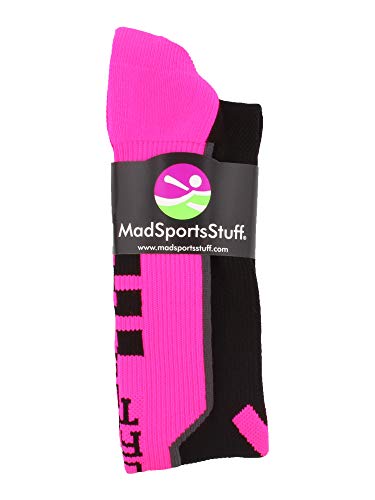 MadSportsStuff Pink Ribbon Breast Cancer Awareness Support Socks for Football Baseball Boys Girls Men Women Over the Calf3
