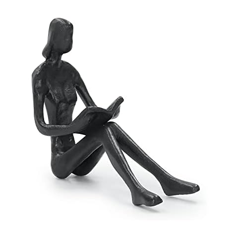 Aoneky Mini Figura de Mujer Leyendo Libro - Estatua Abstracta Moderna de Hierro Fundido Cover