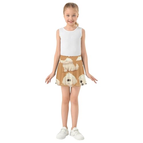 Girls Skorts Athletic Shorts Cute Cartoon Maltese Dogs Playful Toddlers Tennis Skirts Dance Golf Butterfly Skirt 3t3